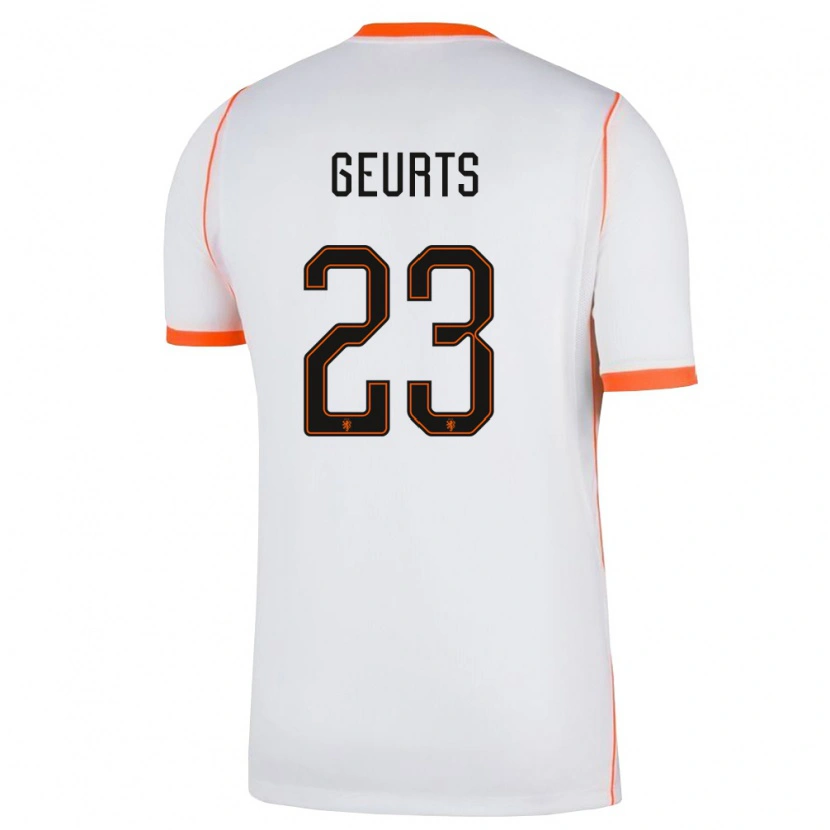 Danxen Men Netherlands Loes Geurts #23 White Orange Away Jersey 26-28 T-Shirt