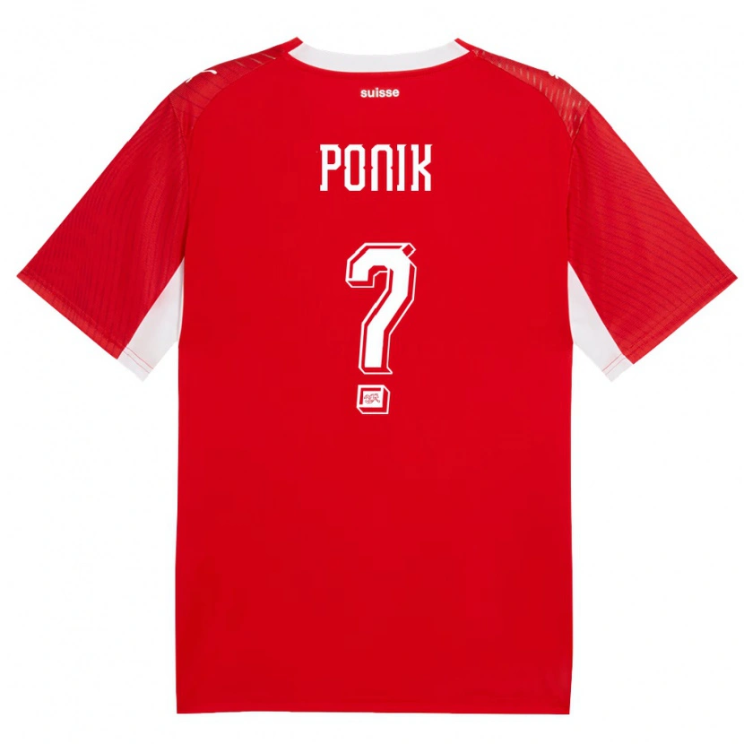 Danxen Women Switzerland Gentian Ponik #0 Red White Home Jersey 26-28 T-Shirt