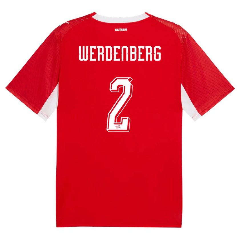 Danxen Women Switzerland Julien Werdenberg #2 Red White Home Jersey 26-28 T-Shirt