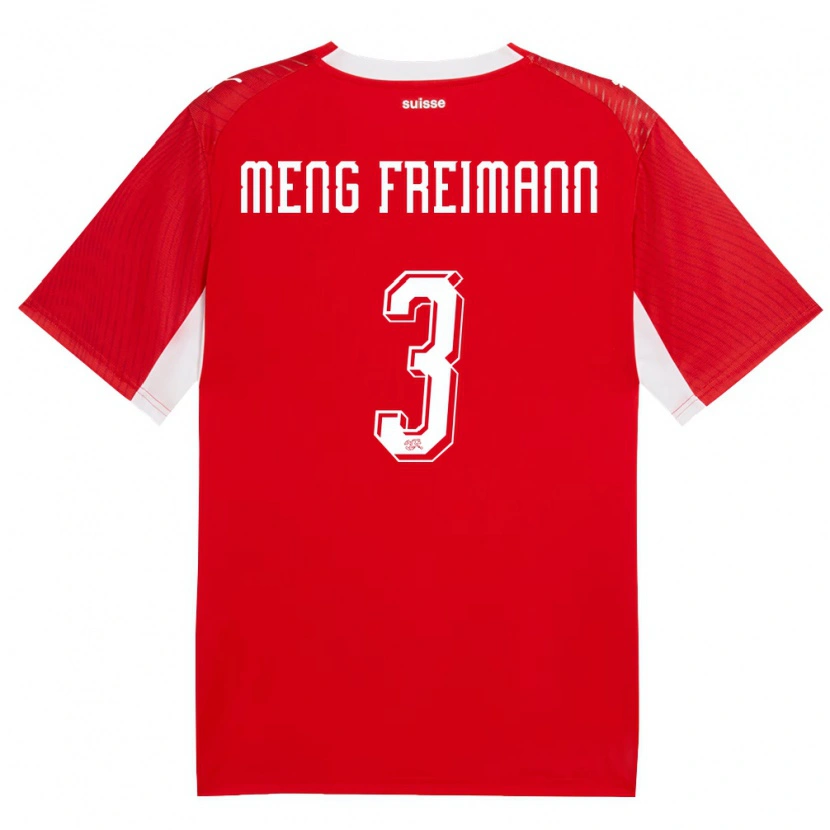 Danxen Women Switzerland Bung Meng Freimann #3 Red White Home Jersey 26-28 T-Shirt