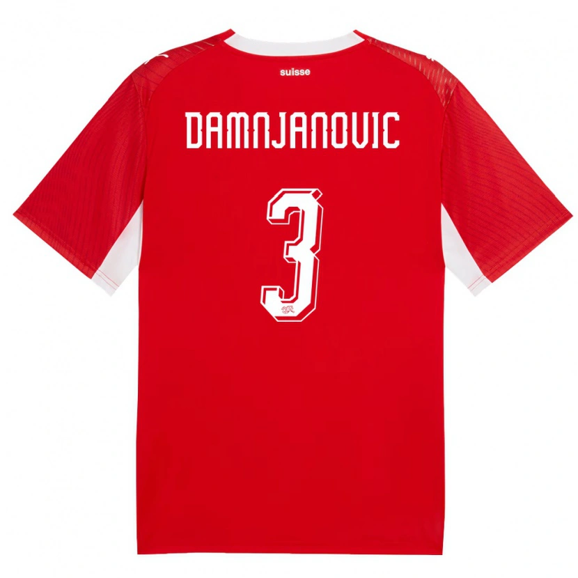 Danxen Women Switzerland Lazar Damnjanovic #3 Red White Home Jersey 26-28 T-Shirt