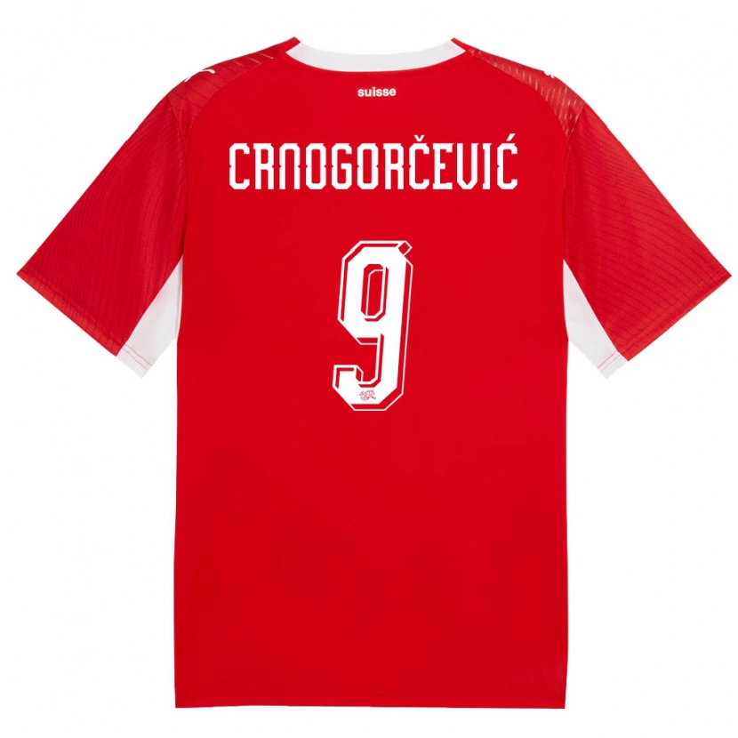 Danxen Women Switzerland Ana Maria Crnogorcevic #9 Red White Home Jersey 26-28 T-Shirt
