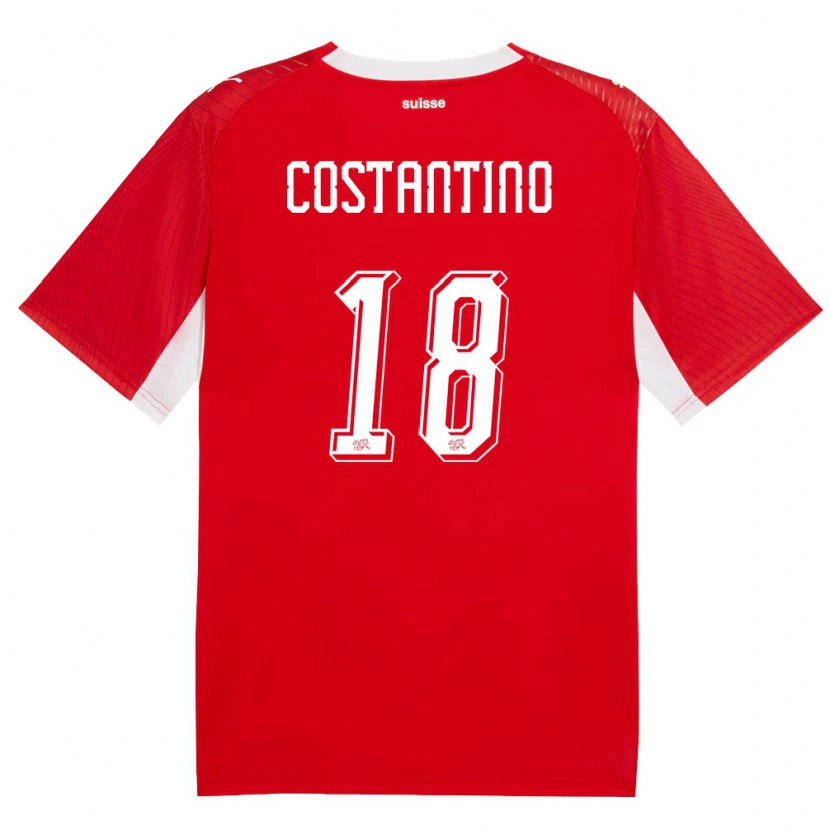 Danxen Women Switzerland Valerio Costantino #18 Red White Home Jersey 26-28 T-Shirt
