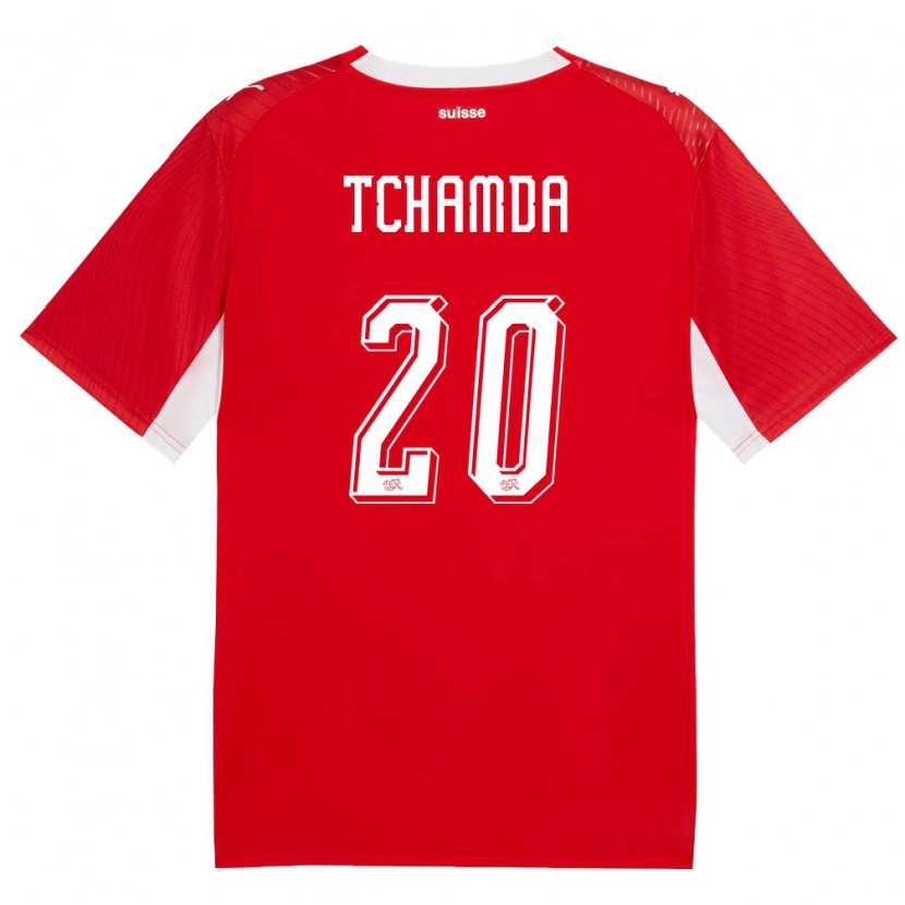 Danxen Women Switzerland Aaron Tchamda #20 Red White Home Jersey 26-28 T-Shirt