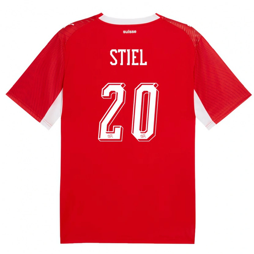 Danxen Women Switzerland Jill Stiel #20 Red White Home Jersey 26-28 T-Shirt