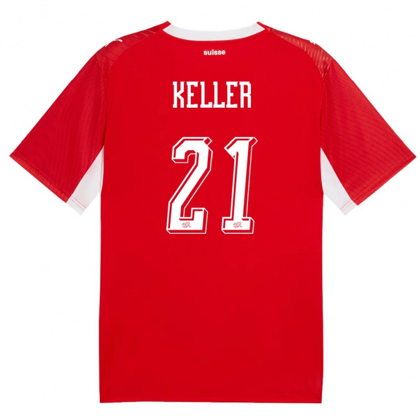Danxen Women Switzerland Marvin Keller #21 Red White Home Jersey 26-28 T-Shirt