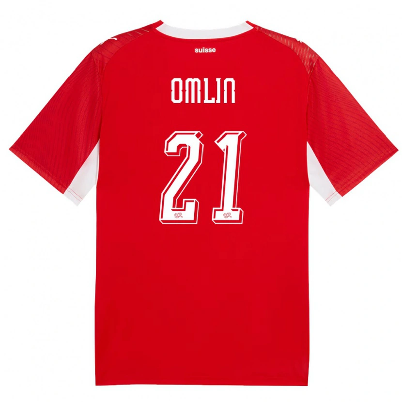Danxen Women Switzerland Jonas Omlin #21 Red White Home Jersey 26-28 T-Shirt