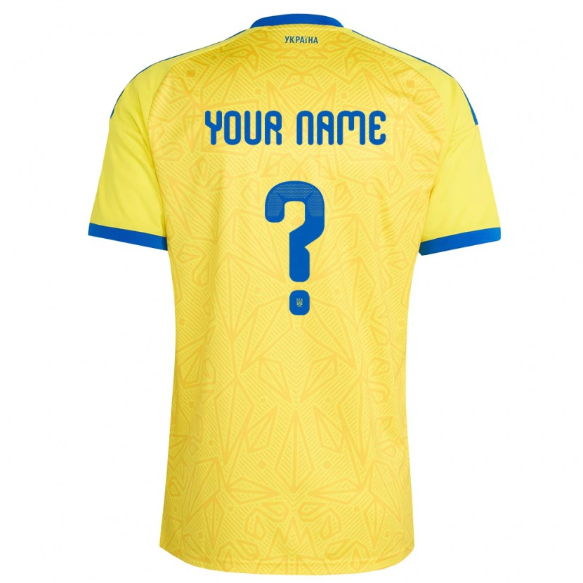 Danxen Women Ukraine Your Name #0 Yellow Blue Home Jersey 26-28 T-Shirt