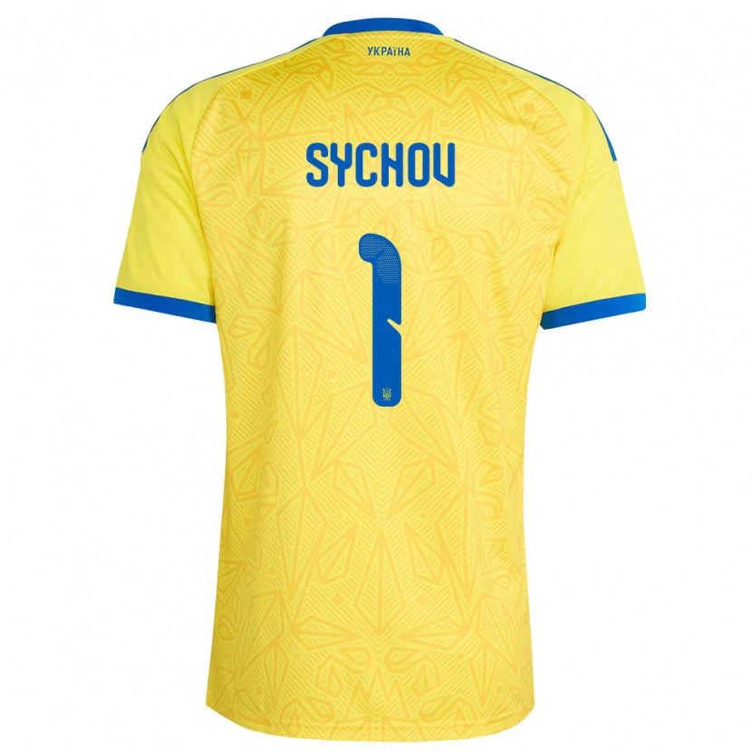 Danxen Women Ukraine Danylo Sychov #1 Yellow Blue Home Jersey 26-28 T-Shirt