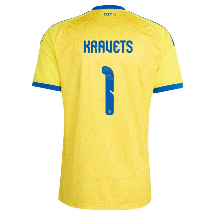Danxen Women Ukraine Vladyslav Kravets #1 Yellow Blue Home Jersey 26-28 T-Shirt
