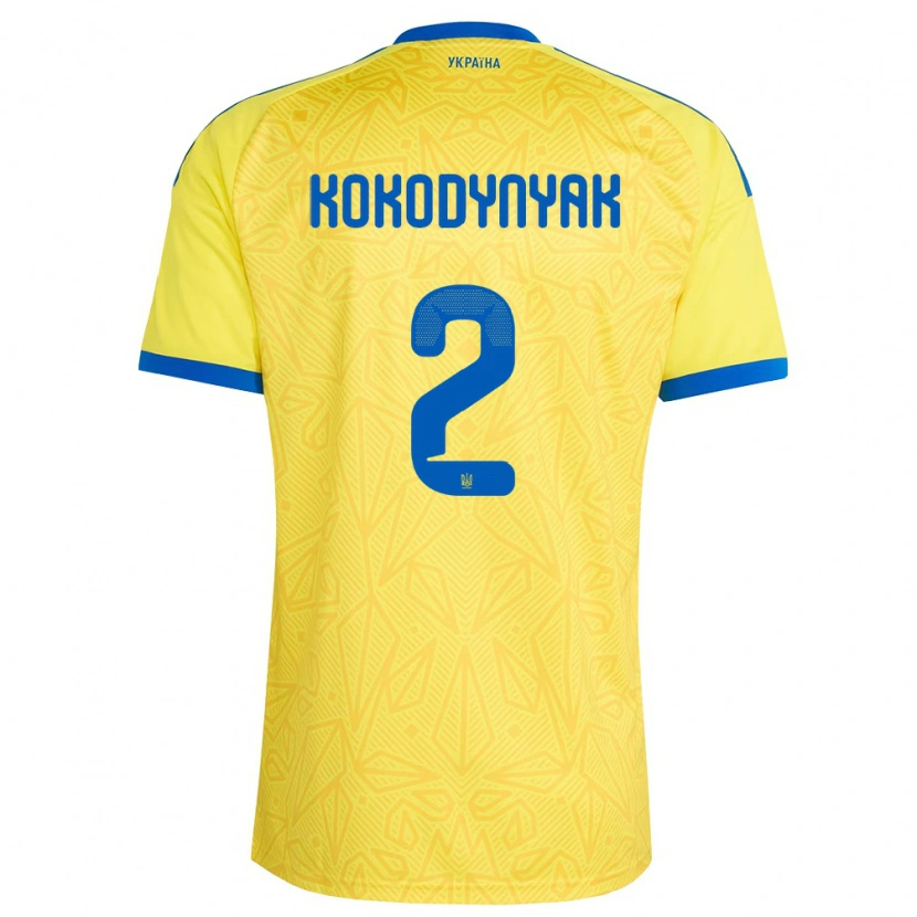 Danxen Women Ukraine Yuriy Kokodynyak #2 Yellow Blue Home Jersey 26-28 T-Shirt