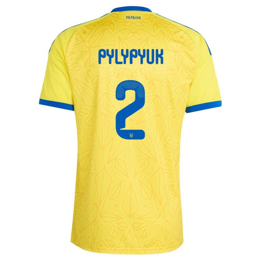 Danxen Women Ukraine Oleg Pylypyuk #2 Yellow Blue Home Jersey 26-28 T-Shirt