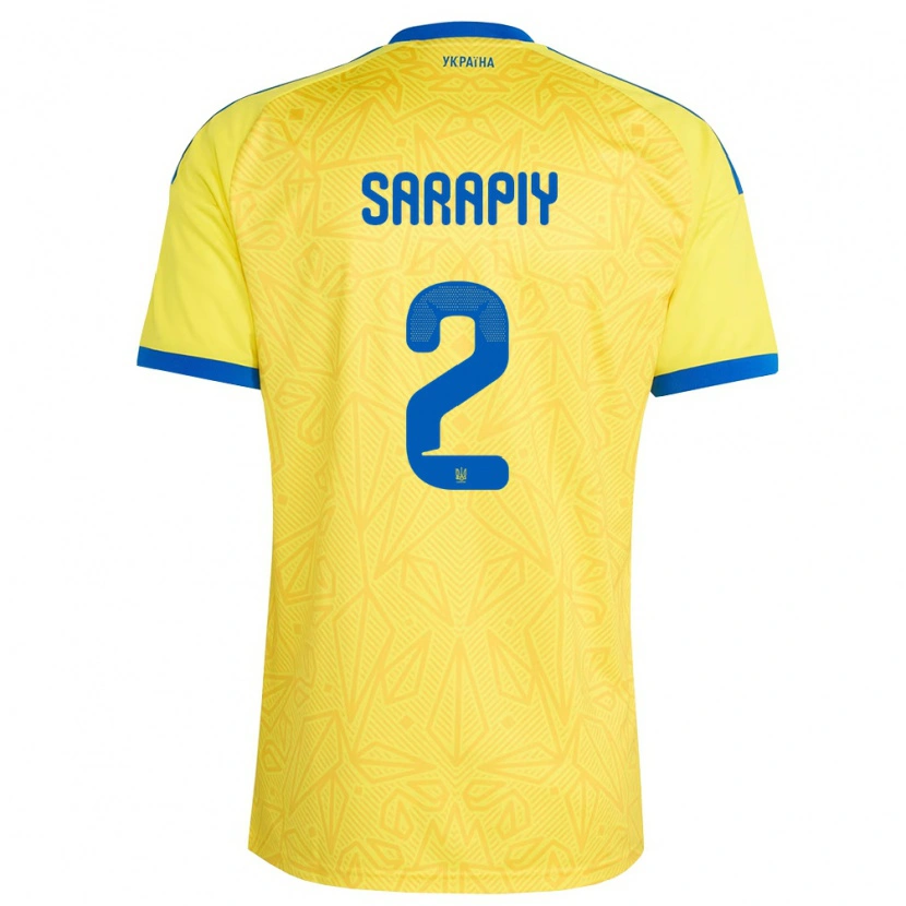 Danxen Women Ukraine Eduard Sarapiy #2 Yellow Blue Home Jersey 26-28 T-Shirt