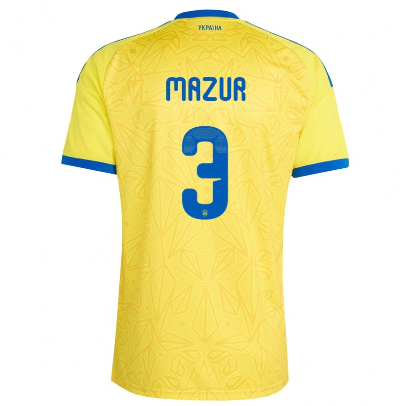 Danxen Women Ukraine Artem Mazur #3 Yellow Blue Home Jersey 26-28 T-Shirt