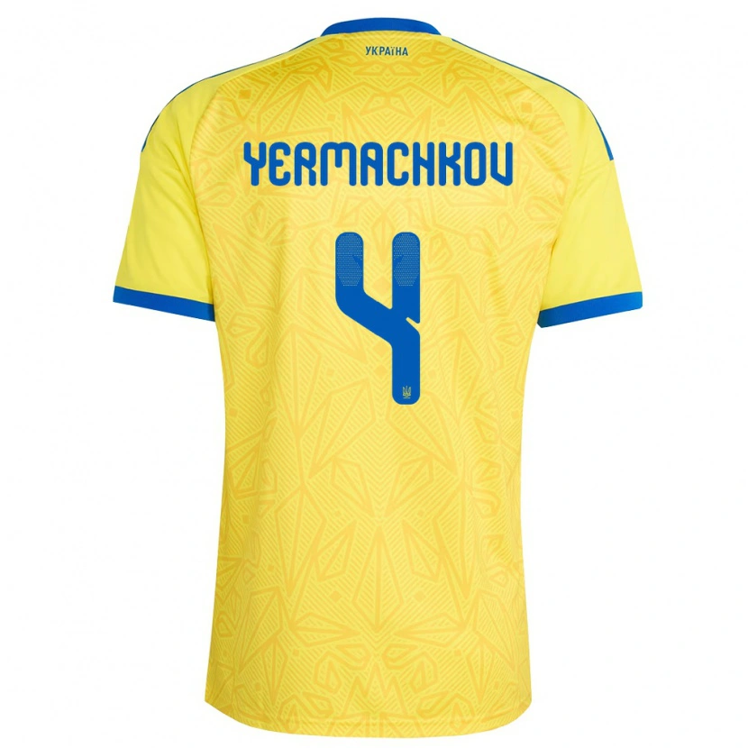 Danxen Women Ukraine Ivan Yermachkov #4 Yellow Blue Home Jersey 26-28 T-Shirt