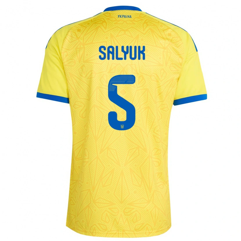 Danxen Women Ukraine Volodymyr Salyuk #5 Yellow Blue Home Jersey 26-28 T-Shirt