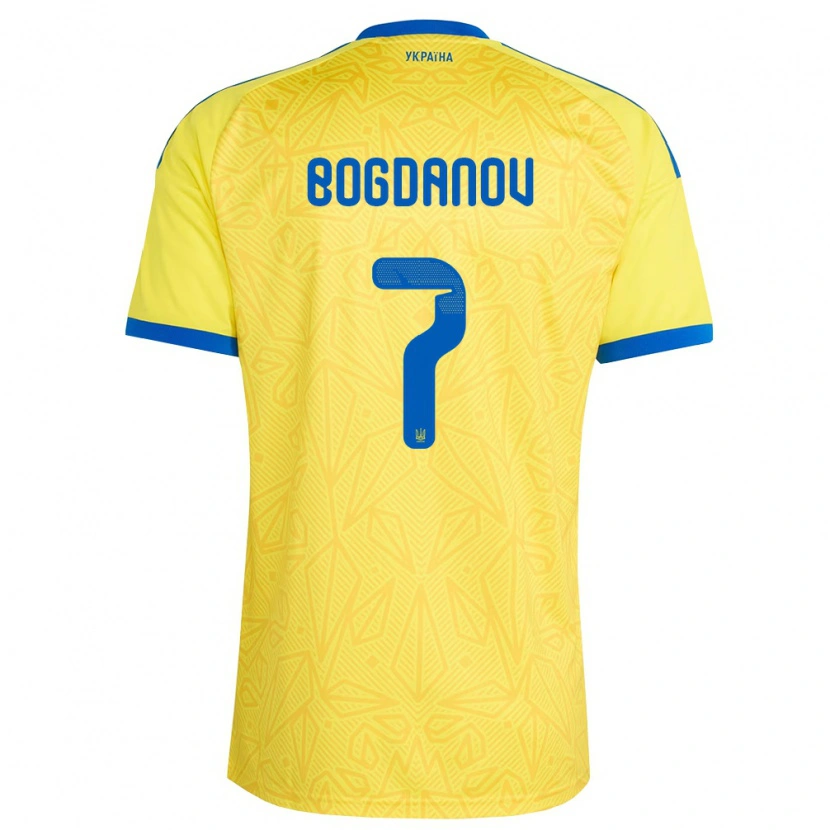 Danxen Women Ukraine Dmytro Bogdanov #7 Yellow Blue Home Jersey 26-28 T-Shirt