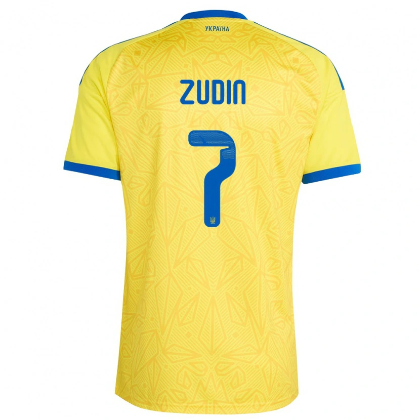 Danxen Women Ukraine Dmytro Zudin #7 Yellow Blue Home Jersey 26-28 T-Shirt