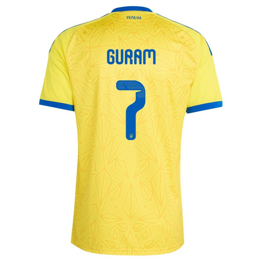 Danxen Women Ukraine Adam Guram #7 Yellow Blue Home Jersey 26-28 T-Shirt