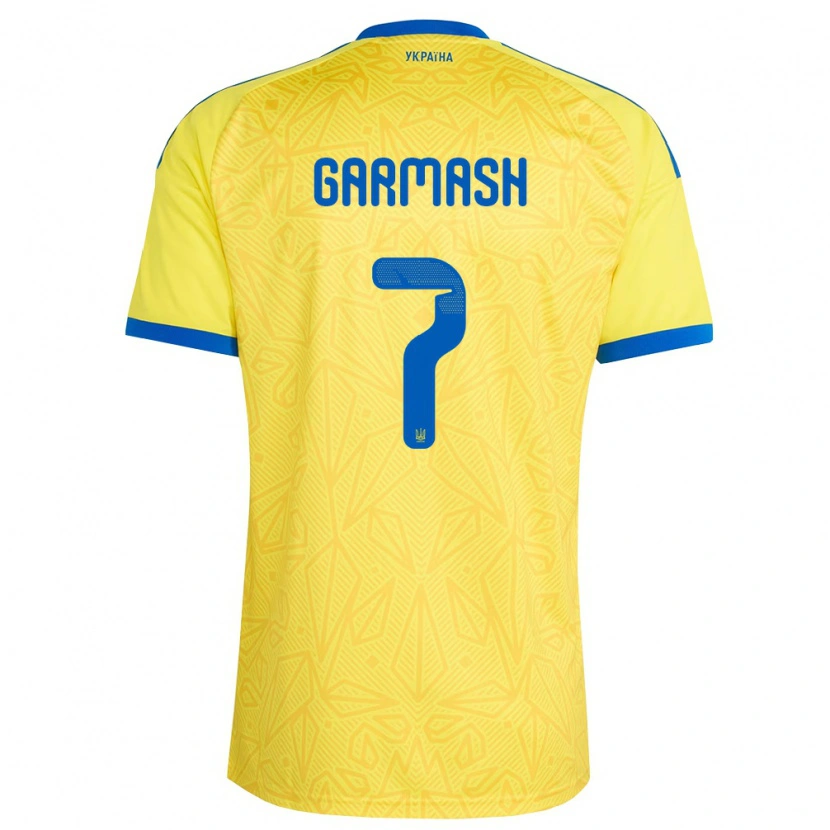 Danxen Women Ukraine Yevgen Garmash #7 Yellow Blue Home Jersey 26-28 T-Shirt