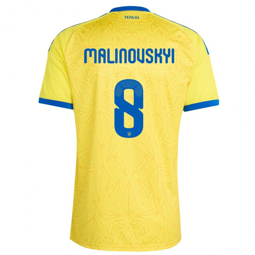 Danxen Women Ukraine Ruslan Malinovskyi #8 Yellow Blue Home Jersey 26-28 T-Shirt