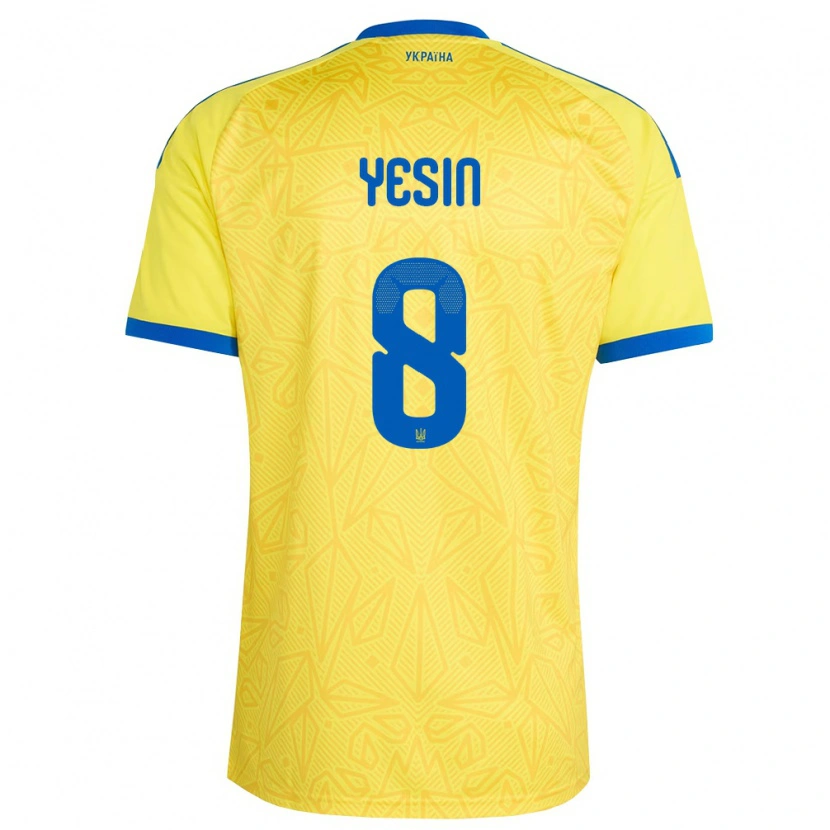 Danxen Women Ukraine Demyan Yesin #8 Yellow Blue Home Jersey 26-28 T-Shirt