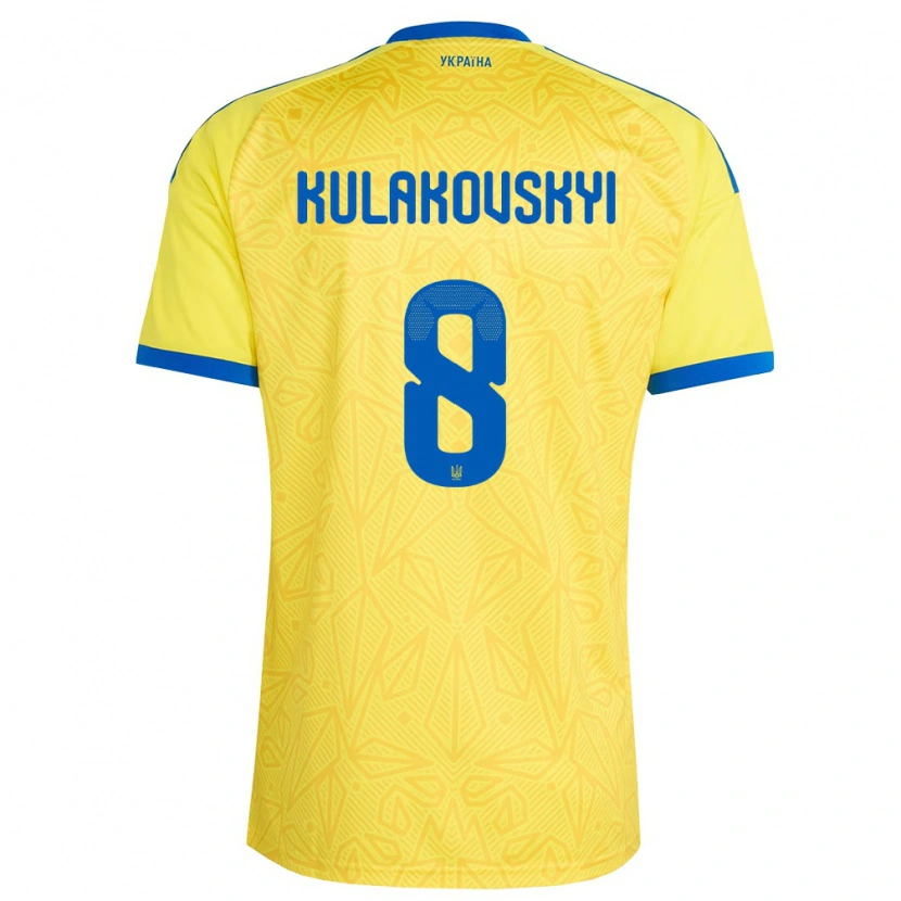 Danxen Women Ukraine Artem Kulakovskyi #8 Yellow Blue Home Jersey 26-28 T-Shirt