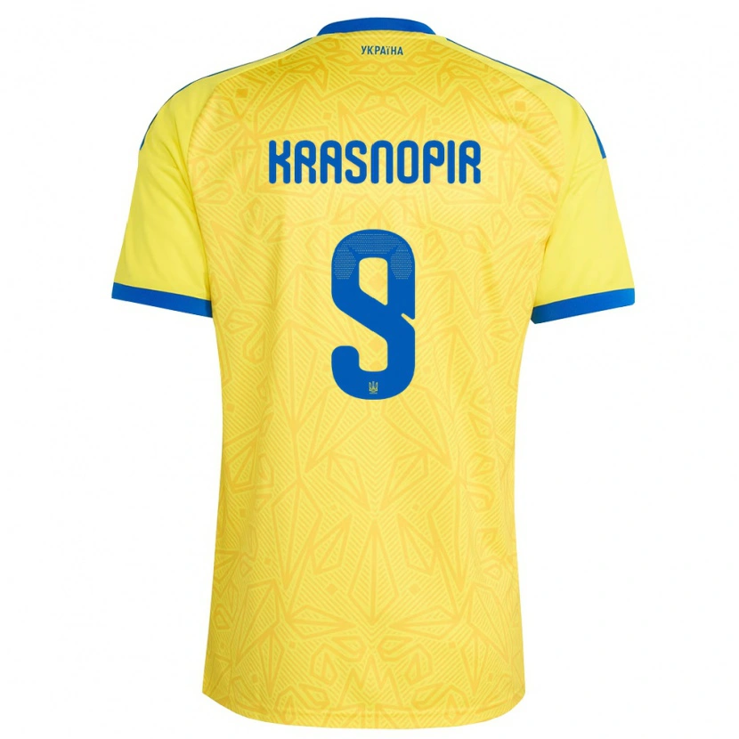 Danxen Women Ukraine Igor Krasnopir #9 Yellow Blue Home Jersey 26-28 T-Shirt