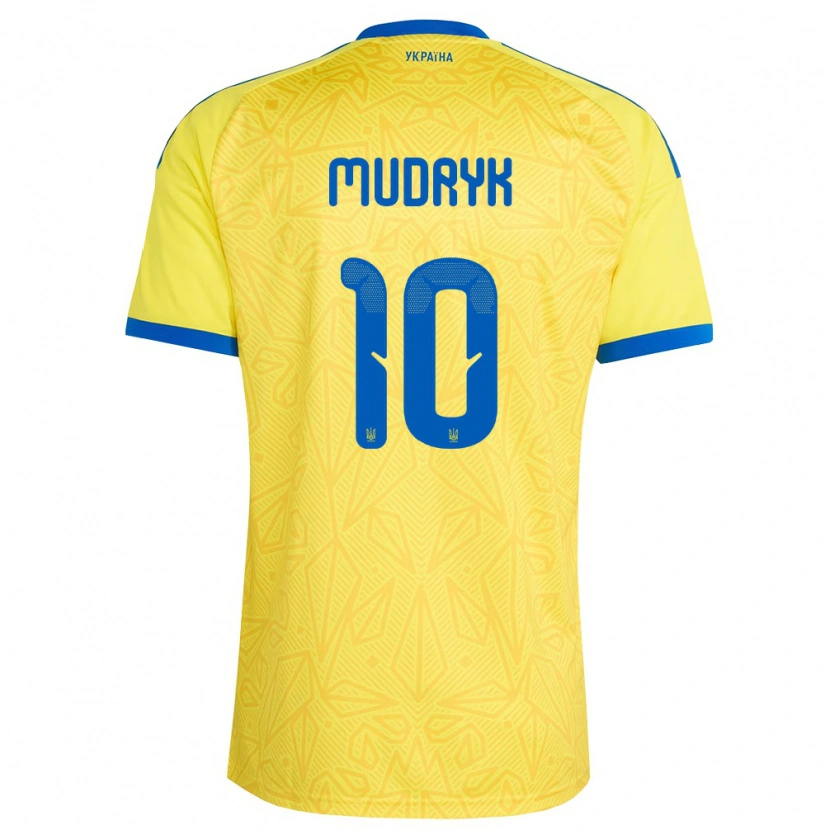 Danxen Women Ukraine Mykhaylo Mudryk #10 Yellow Blue Home Jersey 26-28 T-Shirt