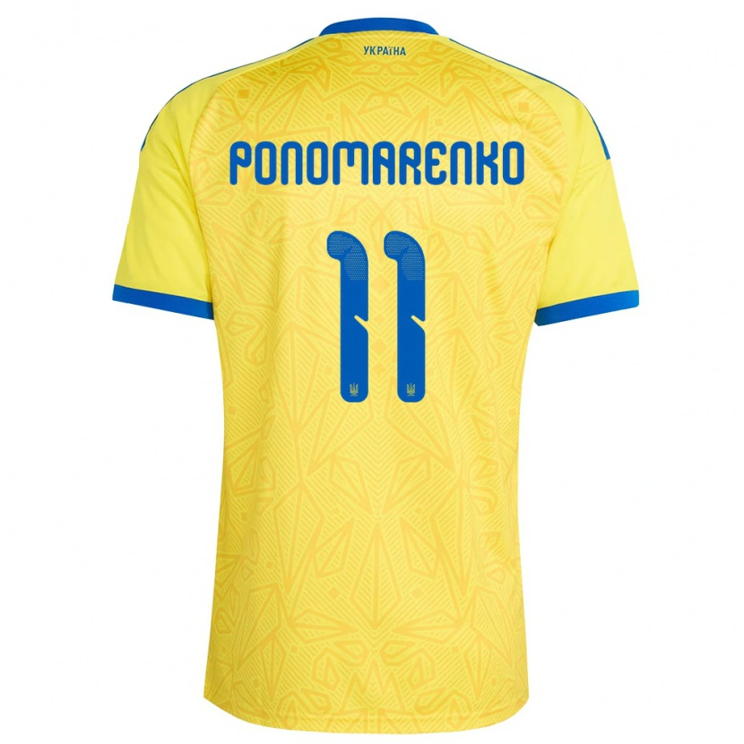Danxen Women Ukraine Matviy Ponomarenko #11 Yellow Blue Home Jersey 26-28 T-Shirt