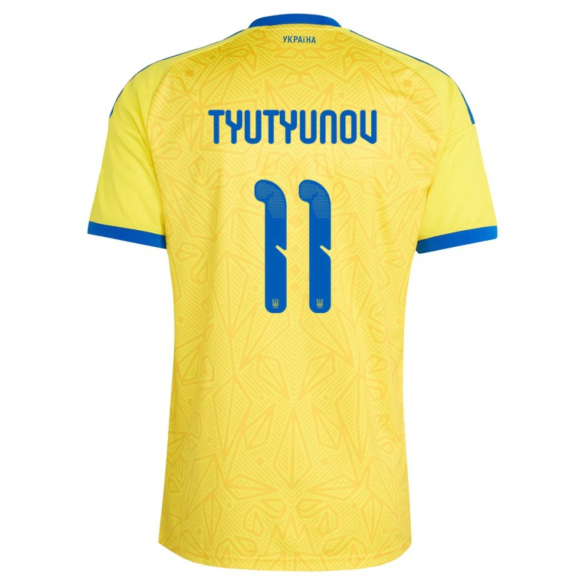 Danxen Women Ukraine Vladyslav Tyutyunov #11 Yellow Blue Home Jersey 26-28 T-Shirt