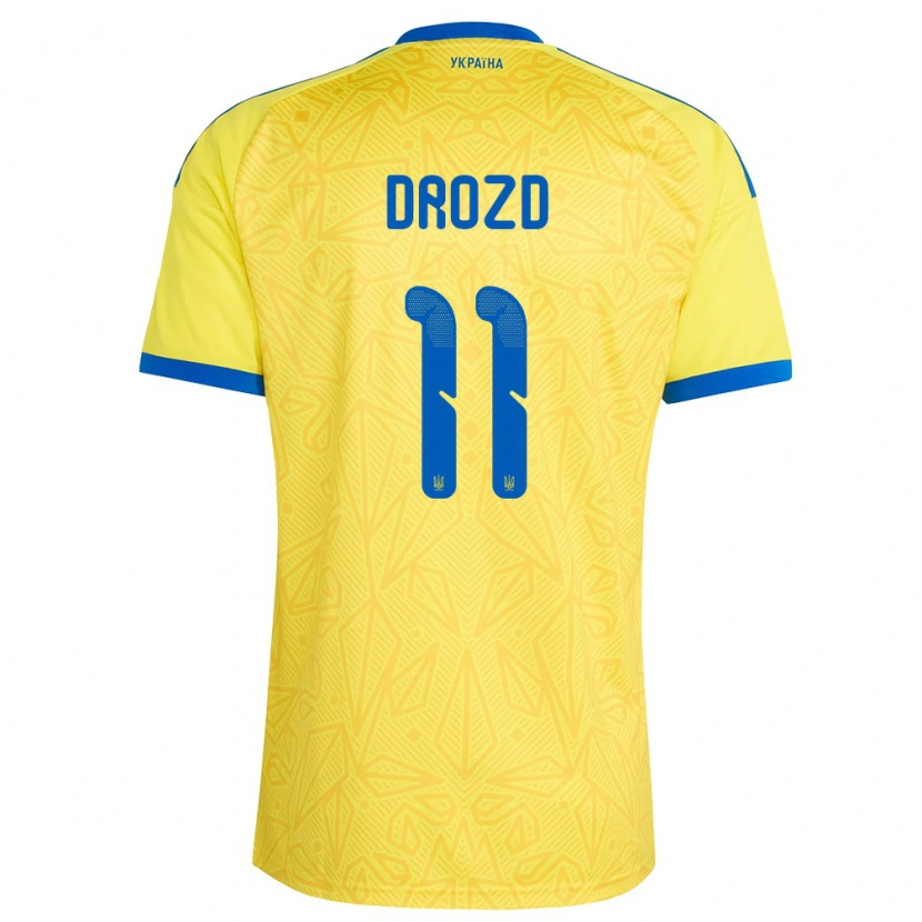 Danxen Women Ukraine Nikita Drozd #11 Yellow Blue Home Jersey 26-28 T-Shirt