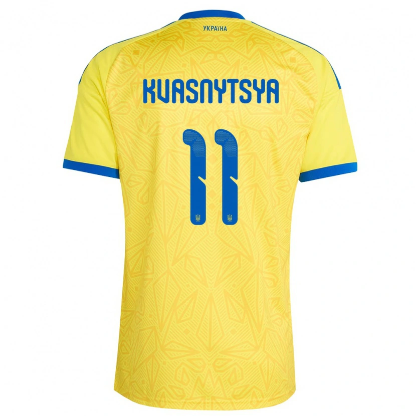 Danxen Women Ukraine Ilya Kvasnytsya #11 Yellow Blue Home Jersey 26-28 T-Shirt