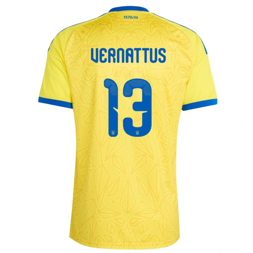 Danxen Women Ukraine Daniel Vernattus #13 Yellow Blue Home Jersey 26-28 T-Shirt