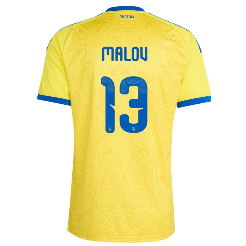 Danxen Women Ukraine Danylo Malov #13 Yellow Blue Home Jersey 26-28 T-Shirt