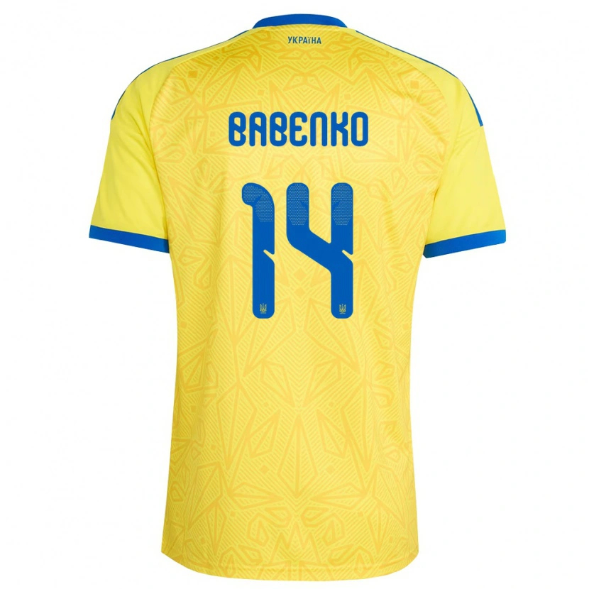 Danxen Women Ukraine Artur Babenko #14 Yellow Blue Home Jersey 26-28 T-Shirt
