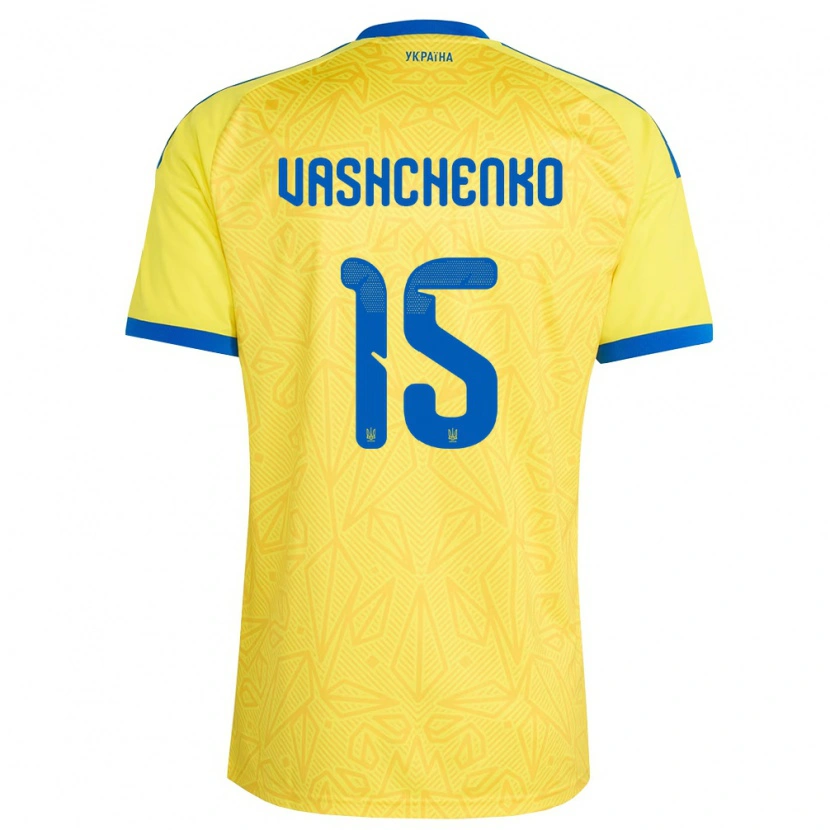 Danxen Women Ukraine Daniil Vashchenko #15 Yellow Blue Home Jersey 26-28 T-Shirt