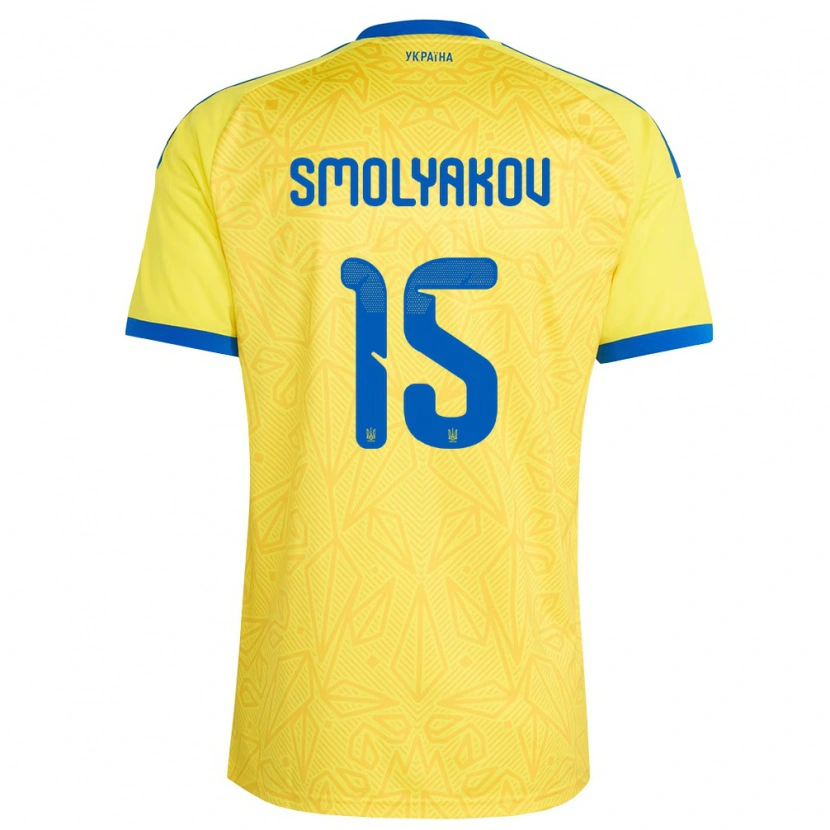 Danxen Women Ukraine Artem Smolyakov #15 Yellow Blue Home Jersey 26-28 T-Shirt