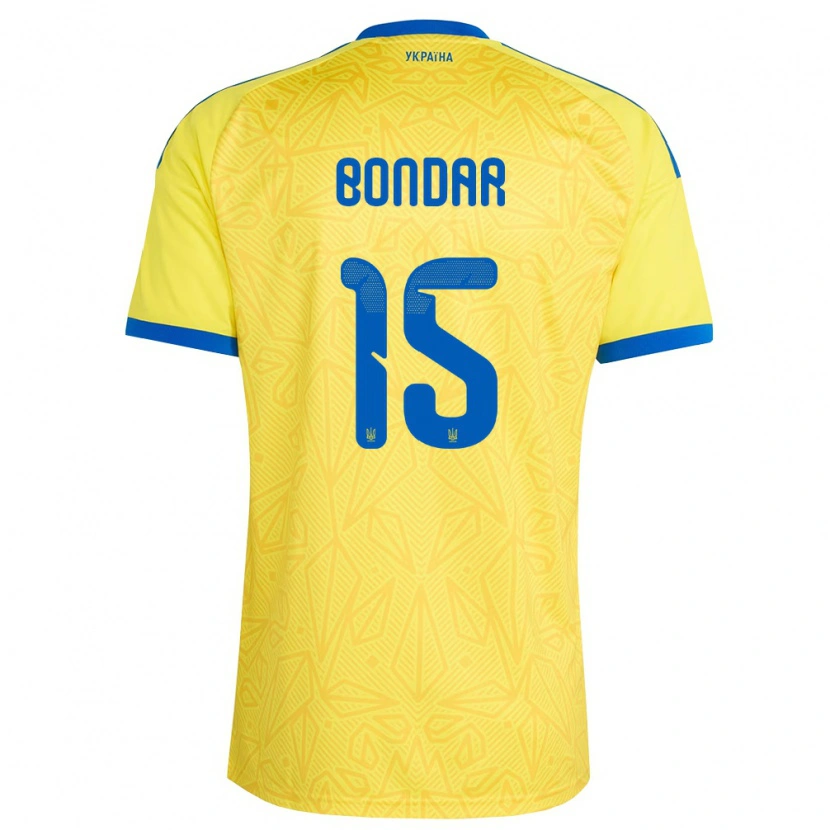 Danxen Women Ukraine Nazar Bondar #15 Yellow Blue Home Jersey 26-28 T-Shirt