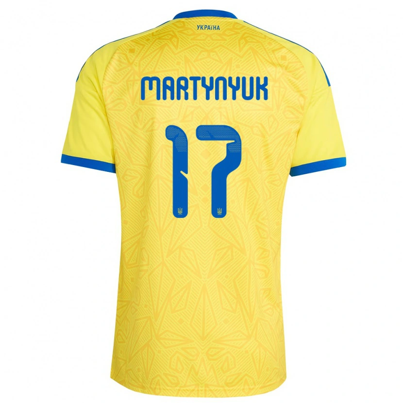 Danxen Women Ukraine Anton Martynyuk #17 Yellow Blue Home Jersey 26-28 T-Shirt