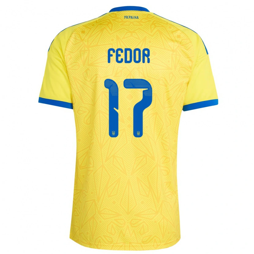 Danxen Women Ukraine Oleg Fedor #17 Yellow Blue Home Jersey 26-28 T-Shirt