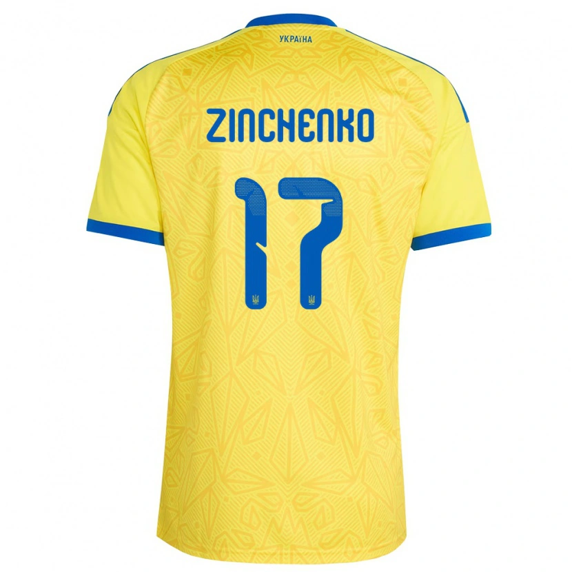Danxen Women Ukraine Oleksandr Zinchenko #17 Yellow Blue Home Jersey 26-28 T-Shirt