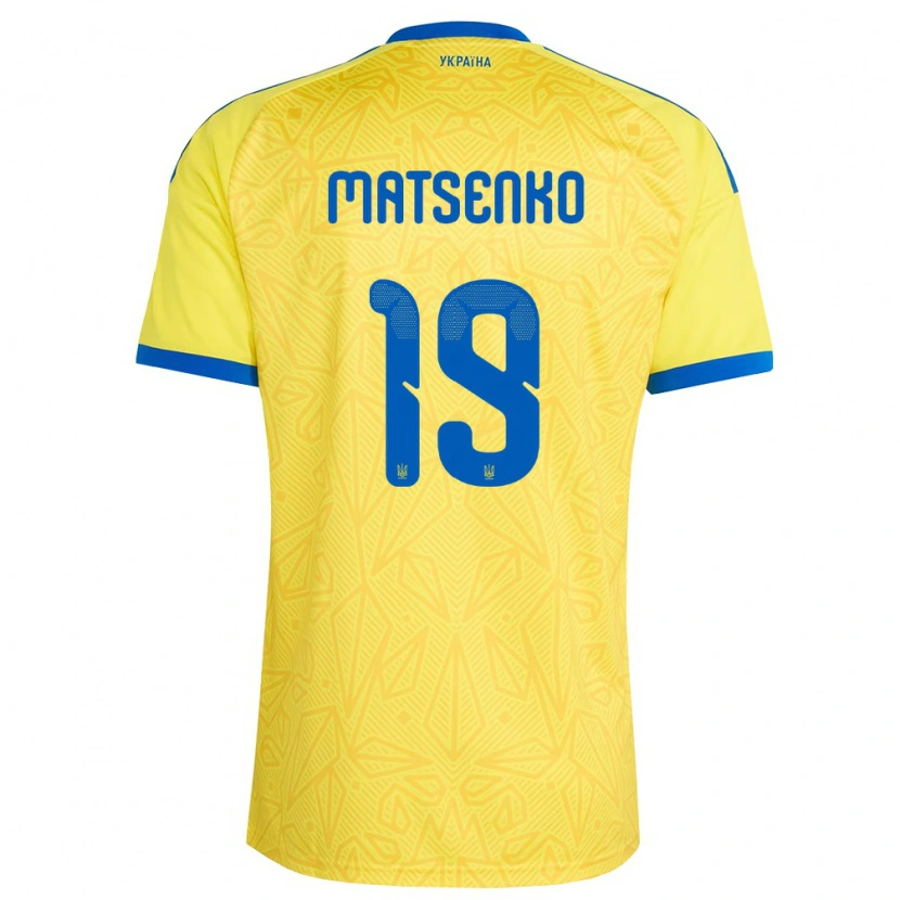 Danxen Women Ukraine Yegor Matsenko #19 Yellow Blue Home Jersey 26-28 T-Shirt