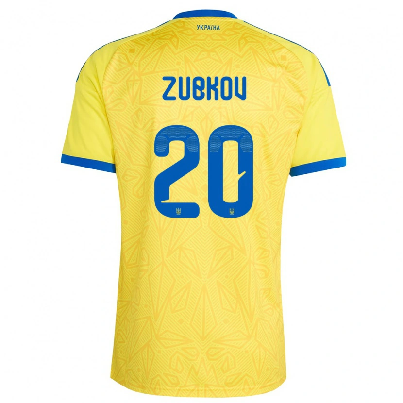 Danxen Women Ukraine Oleksandr Zubkov #20 Yellow Blue Home Jersey 26-28 T-Shirt
