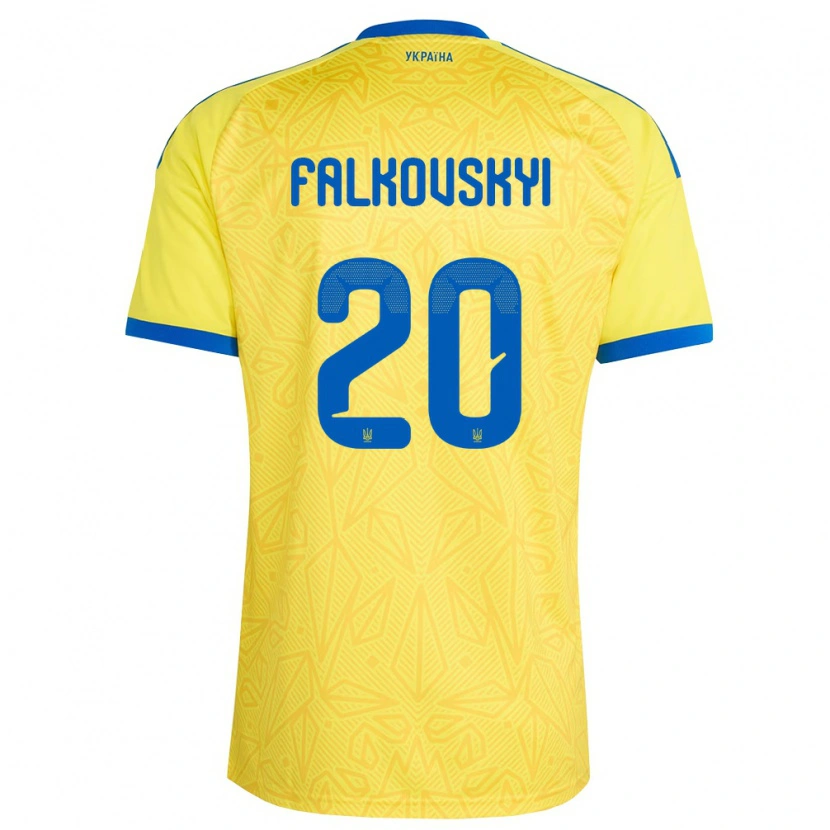 Danxen Women Ukraine Yegor Falkovskyi #20 Yellow Blue Home Jersey 26-28 T-Shirt