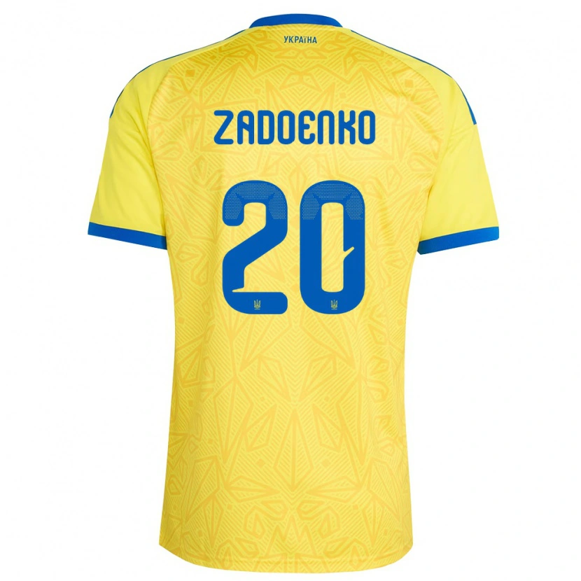 Danxen Women Ukraine Ivan Zadoenko #20 Yellow Blue Home Jersey 26-28 T-Shirt