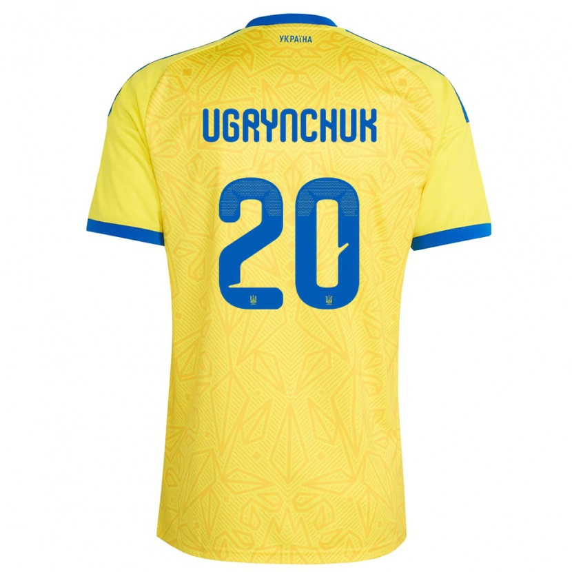 Danxen Women Ukraine Artem Ugrynchuk #20 Yellow Blue Home Jersey 26-28 T-Shirt