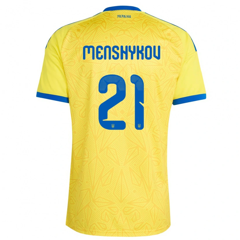 Danxen Women Ukraine Ilya Menshykov #21 Yellow Blue Home Jersey 26-28 T-Shirt