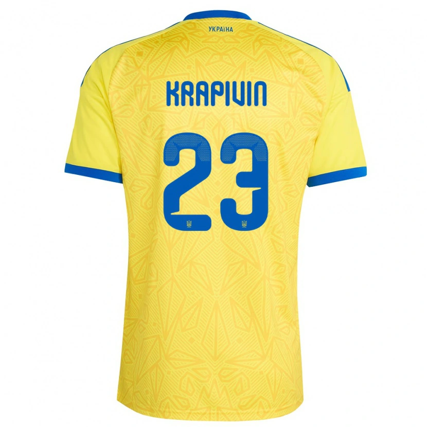 Danxen Women Ukraine Yegor Krapivin #23 Yellow Blue Home Jersey 26-28 T-Shirt