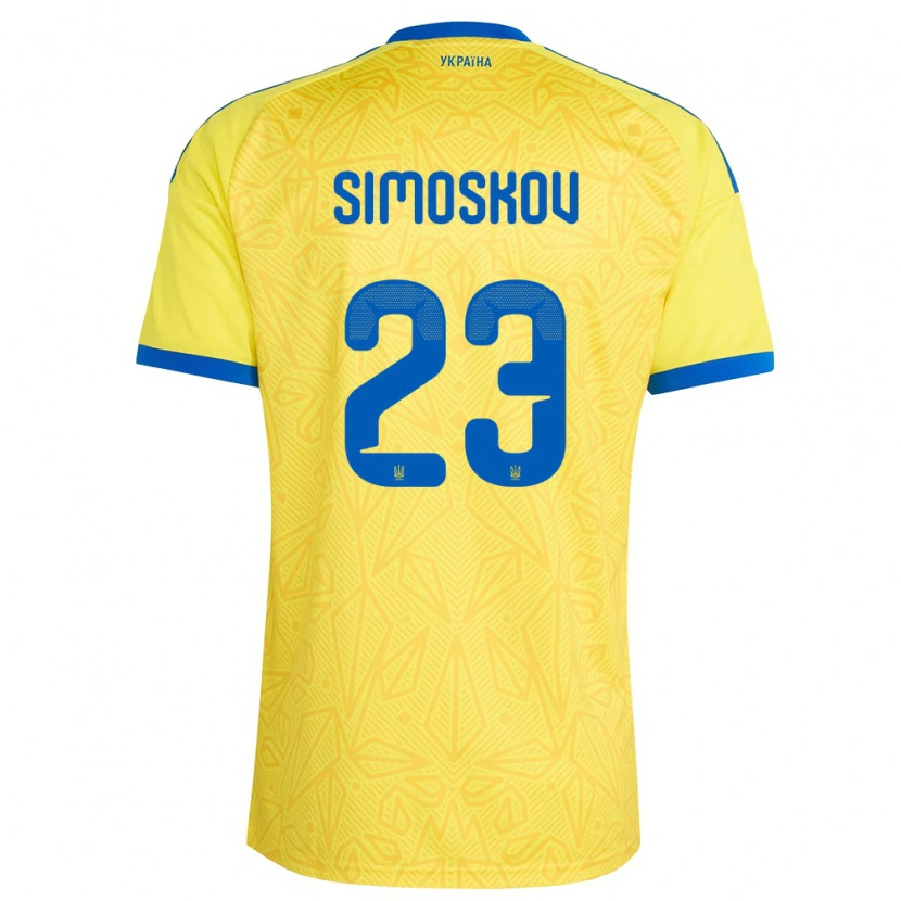 Danxen Women Ukraine Aleksander Simoskov #23 Yellow Blue Home Jersey 26-28 T-Shirt